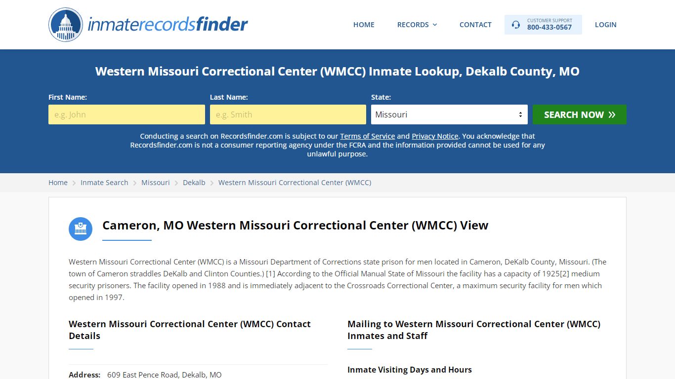 Western Missouri Correctional Center (WMCC) Inmate Lookup ...