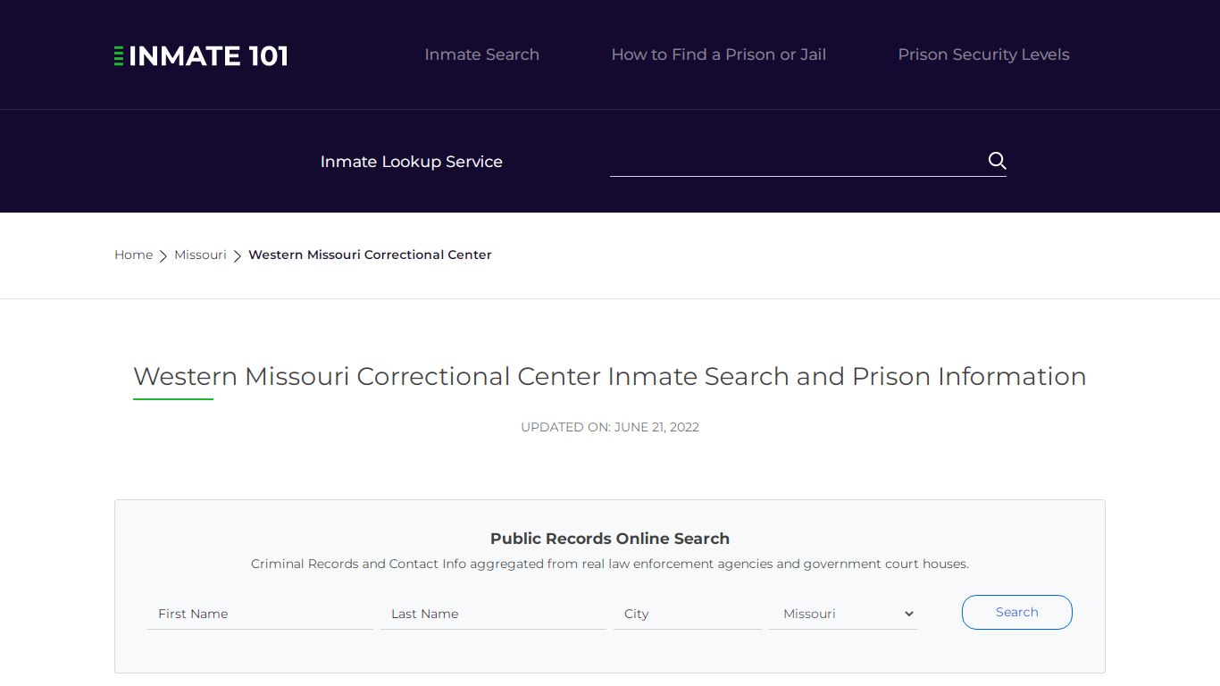 Western Missouri Correctional Center Inmate Search ...