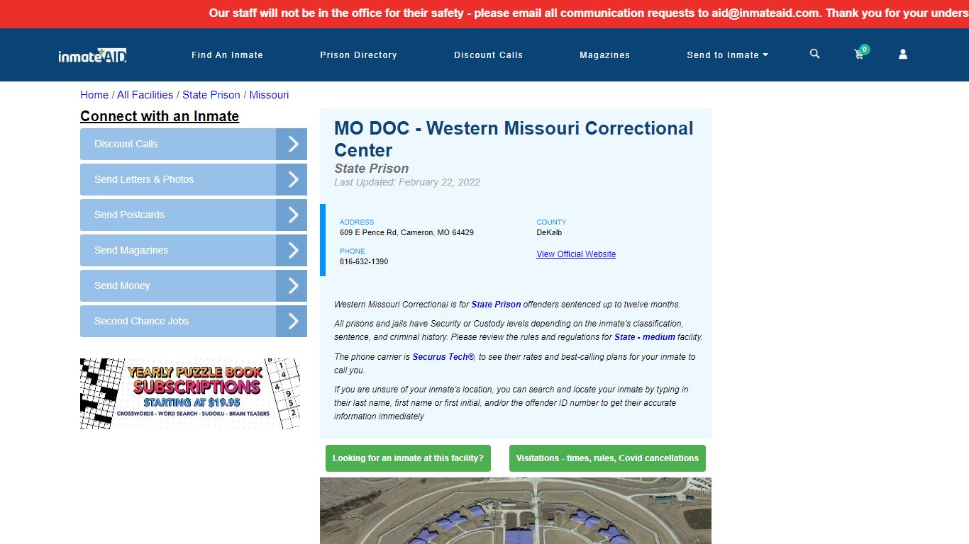 MO DOC - Western Missouri Correctional Center & Inmate ...