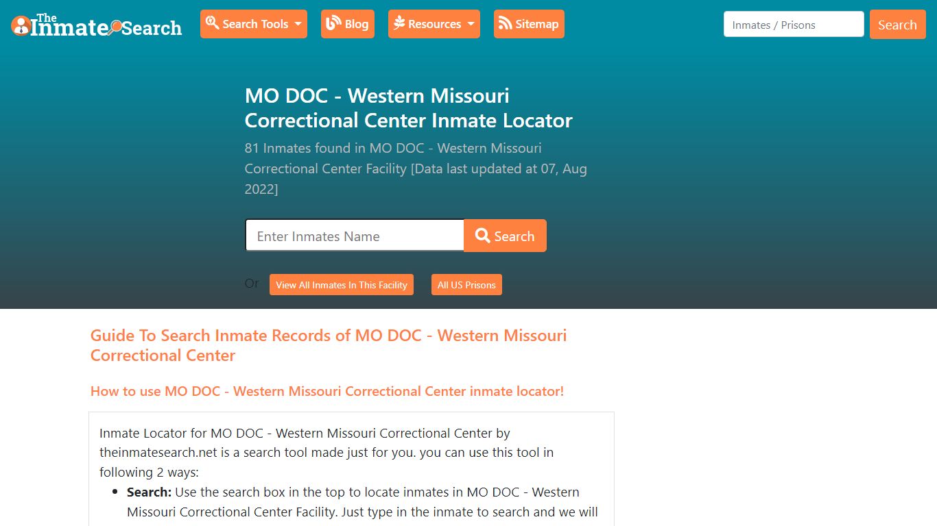 MO DOC - Western Missouri Correctional Center Inmate Locator